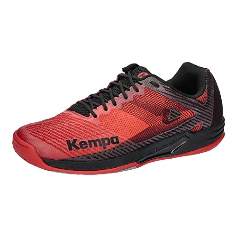 (TG. 48 EU) Kempa Wing 2.0, Pallamano, Scarpe Sportive Unisex-Adulto, Nero/Rosso