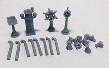 19th C Ships Bridge Furniture, Binnacle, Helm, Telegraph, (1/56) 28mm scale