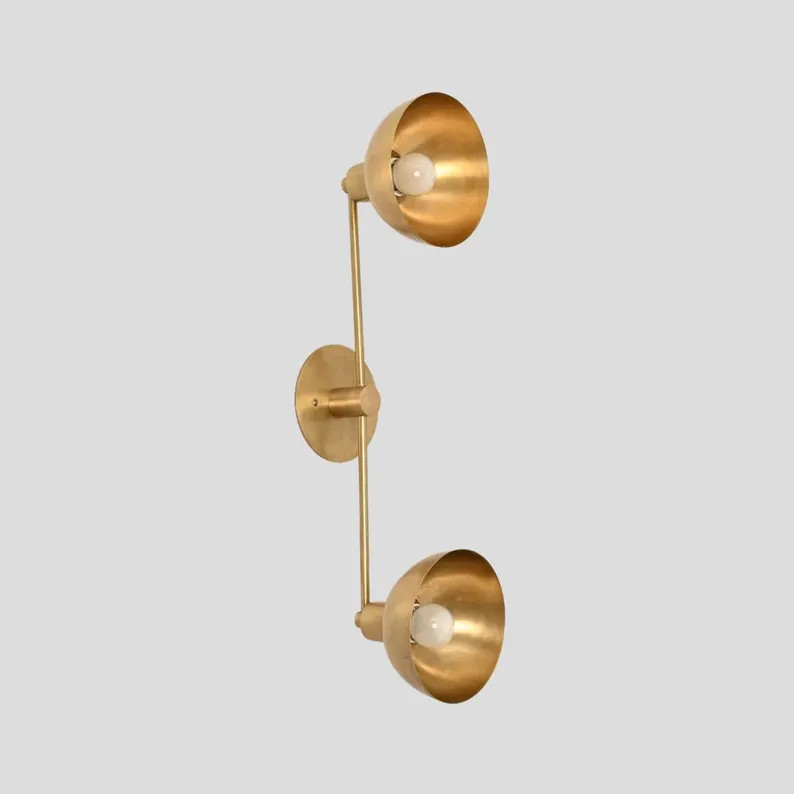 Vanity Light Flush Mount Brass Double Sconce Minimalistic Wall Lamp X-mass Gift