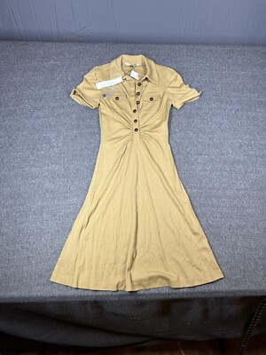 Dianne Von Furstenberg Polly Anna Dress Womens 8 Beige 42  Collared