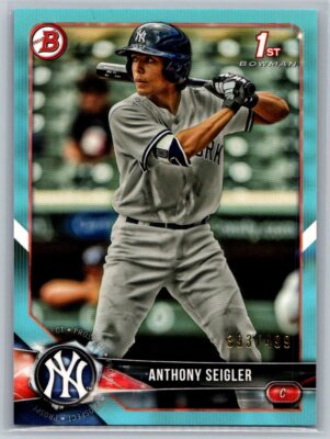 2018 Bowman Draft #BD-65 Anthony Seigler Sky Blue 393/499 YANKEES