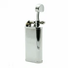 New Peterson Of Dublin Pipe Lighter Butane Gas Flint Silver Chrome Stripe