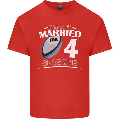 4 Year Wedding Anniversary 4th Rugby Mens Cotton T-Shirt Tee Top - Picture 85 of 107