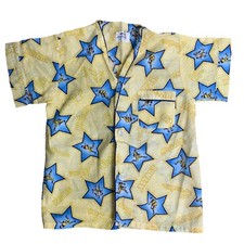 Vintage 60s Baseball Short Sleeve Pajama Top 12 Yellow Perm Press Boys