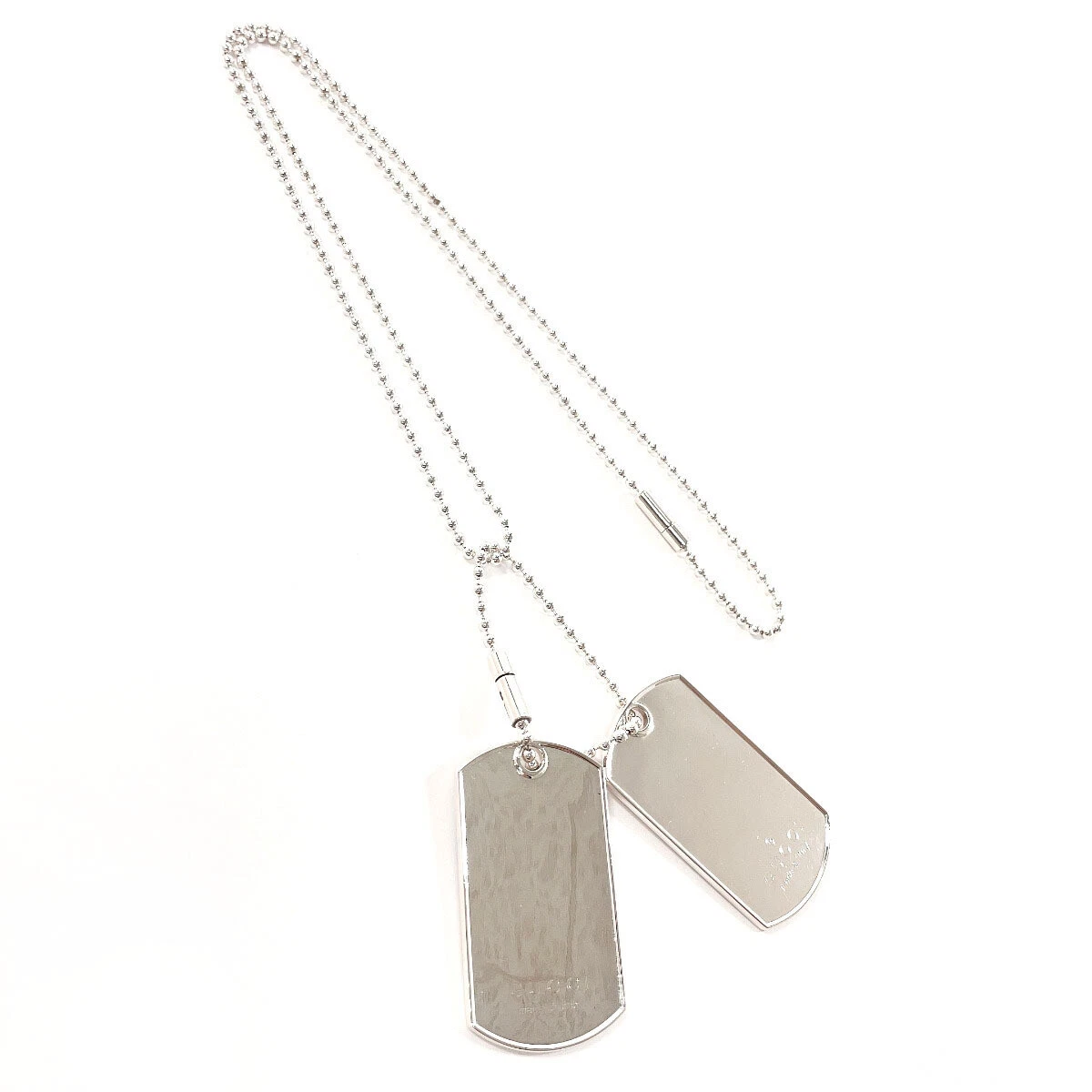 Collier GUCCI Dog Tag double plaque chaîne à billes argent 925 hommes femmes accessoires