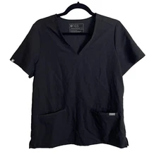 Figs Technical Collection Catarina Black V-neck Scrub Medical Top Size M
