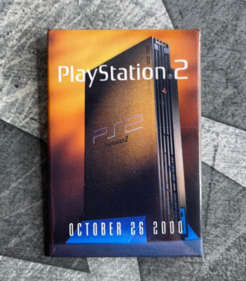 Sony PlayStation 2 Pinback Button PS2 2000 - Launch Day Promo Pin - Video Game