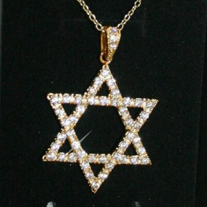 Authentic 2Ct Round Moissanite STAR OF DAVID Pendant 14K Yellow Gold Plated 18" Free Chain