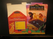 Rare McDonald/Australia 1998 Happy Meal Box  "Lion King 2 Simba's Pride"