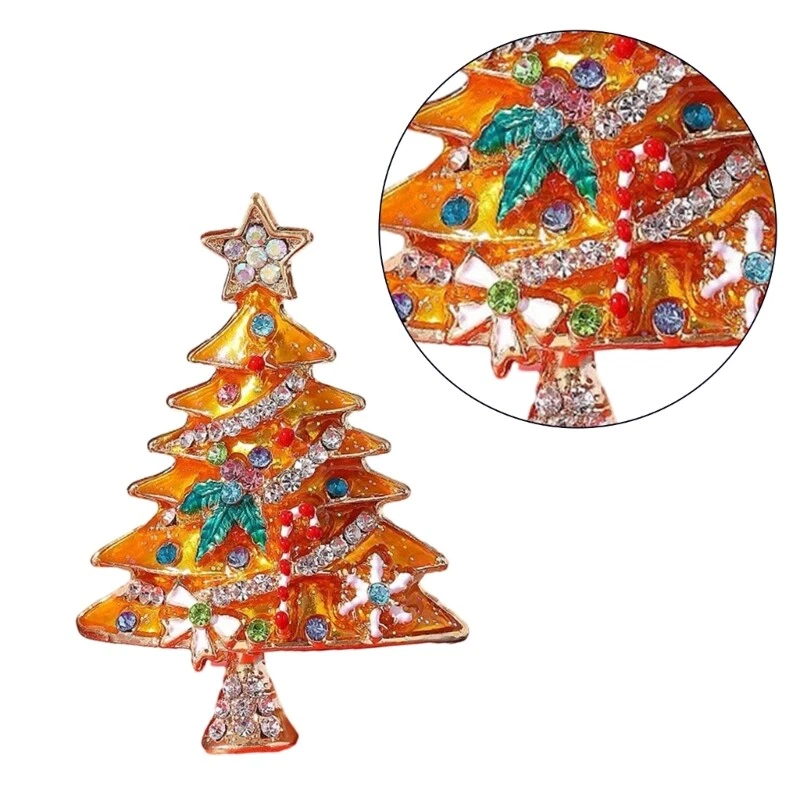 Crystal Christmas Tree Pin Christmas Brooch Pins for Women Holiday Jewelry Gifts