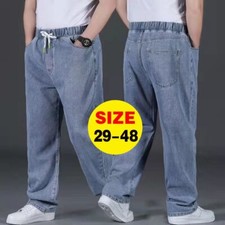 Men Breathable Loose Trousers Male Casual Denim Pants Plus Size Denim Jeans Men