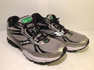 Gray/Black/Green Athletic Running Shoes 