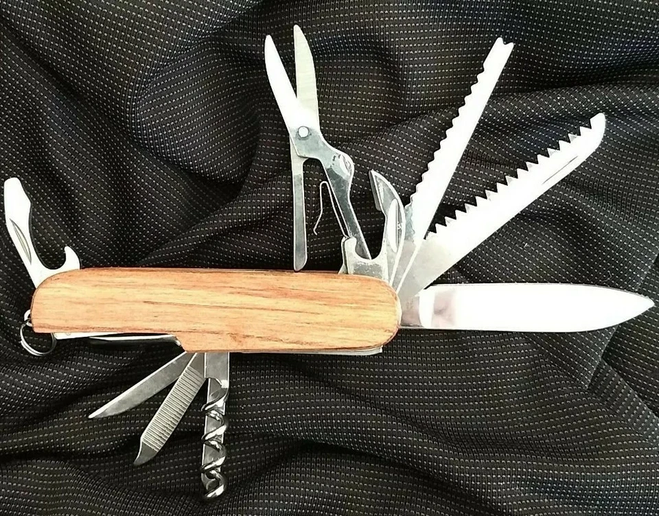 Cuchillo de Bolsillo Rite-Edge Madera Real Scout Suizo Camping Multi Herramienta-¡Envío el Mismo Día! Foto 4 de 4