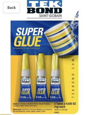 Tekbond Colorless Fast Dry Super Glue (Three 1-Gram Tubes) Clear 