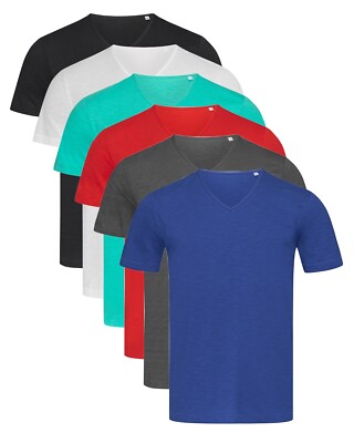 Stedman Herren Schlicht Noppe Baumwolle Vee V-Ausschnitt T-Shirt S - XXL