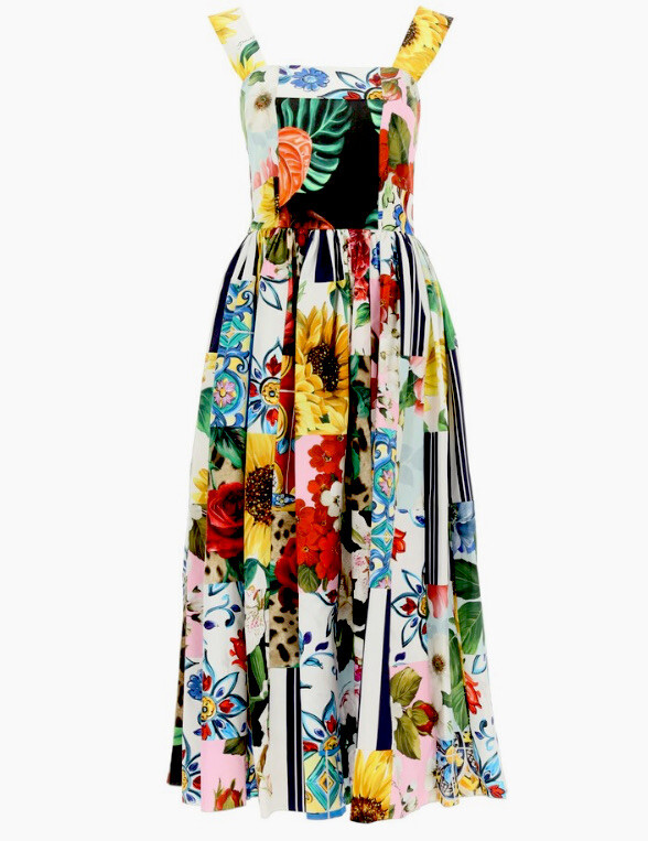 NWT Dolce & Gabbana Poplin Patchwork Print Dress Size 42/US