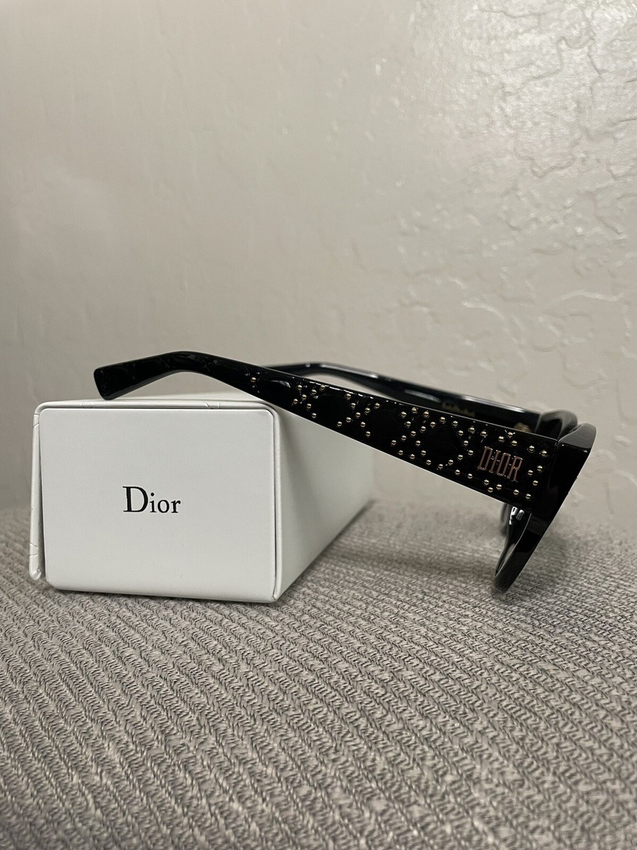 New! Dior Lady Dior Studs 54MM Black/Gold Sunglasses