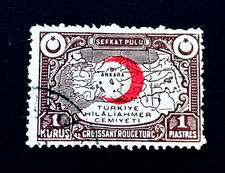 TURKEY Stamp - 1934 Red Cross Crescent Overprint 1p Sn RA24 Postal Tax  CTO  r79