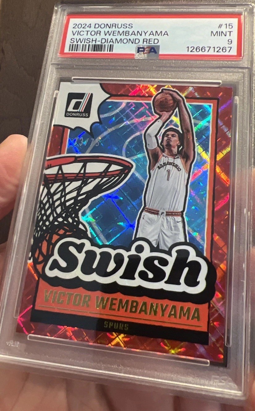 2024 DONRUSS Victor WEMBANYAMA/75 SWISH-DIAMOND RED San Antonio SPURS PSA 9 view 4