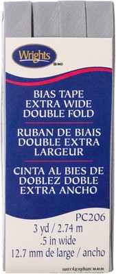 Wrights Double Fold Bias Tape 1/2X3yd Medium Grey