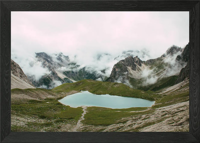Berg Seen Landschaft mit Wolken Gerahmtes Wandbild Poster Leinwanddruck Bild