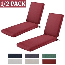 Set of 2 Chaise Lounge Cushions Outdoor Water...