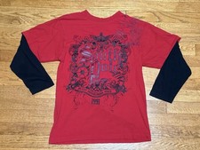 Vintage Boys M Y2K Southpole Double Layer Grunge Cyber Style 3/4 Long Sleeve