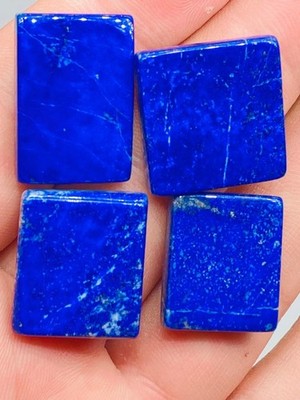 Natural Lapis Lazuli Rectangle Cabochon Set 4 Pcs Deep Blue Loose Gemstone