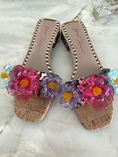 Betsey Johnson Women's Slide Sandals Multicolor Floral 3D Flower Slip-On 6