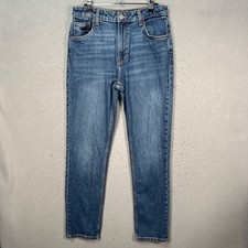 Zara Womens Size 6 Blue High-Waist Straight Slim Leg Jeans Cotton Blend Denim