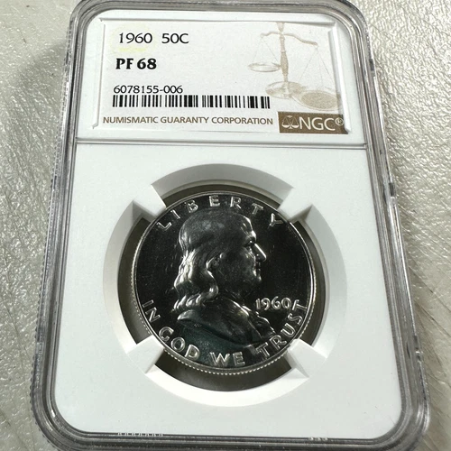 1960 50C SILVER PROOF Franklin Half Dollar NGC PF68 (85893)