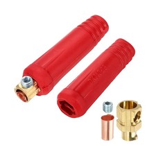 2 Pcs Welding Cables Panel Connector Plug DKJ10-25, Red