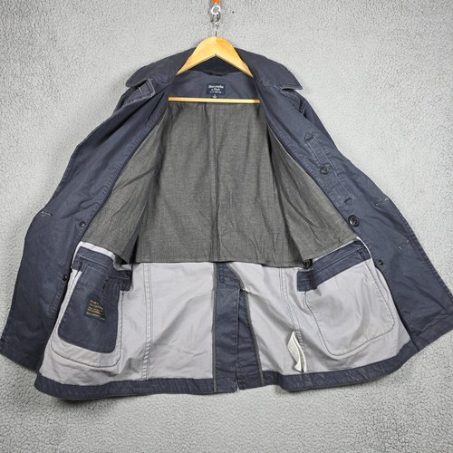 Abercrombie & Fitch Topcoat Uomo Piccolo Navy Pesante Doppiopetto Pea Coat - Foto 5 di 13