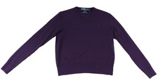 VTG Polo Ralph Lauren Blue Tag Men's M 100 Merino Wool Italian V-Neck Sweater