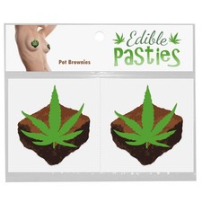 Pot Leaf Brownie Edible Pasties 2-Pack Chocolate Flavored Nipple Covers NEW