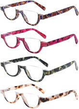 4 Pairs Half Moon Reading Glasses Spring Hinge Colorful Frame Readers