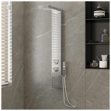 Shower Panel Silver 201 Stainless Steel 15x47x114cm 4-Function Rainfall Handheld