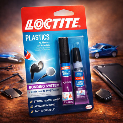 Loctite PLASTIC BONDING SYSTEM for Hard-to-Bond POLYETHYLENE POLYPROPYLENE Glue