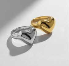 Anello Cuore Grande Donna Acciaio Sagapo Stellar Lucido o Dorato SSE64 SSE65