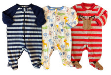 Baby Boy Sleepers 0/3 Months Outfits Zippered Pajamas Romper Clothes Lot Animals