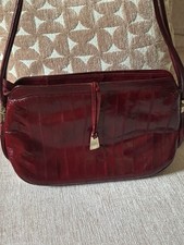 Genuine Eel Skin Women  s Burgundy Shoulder Bag