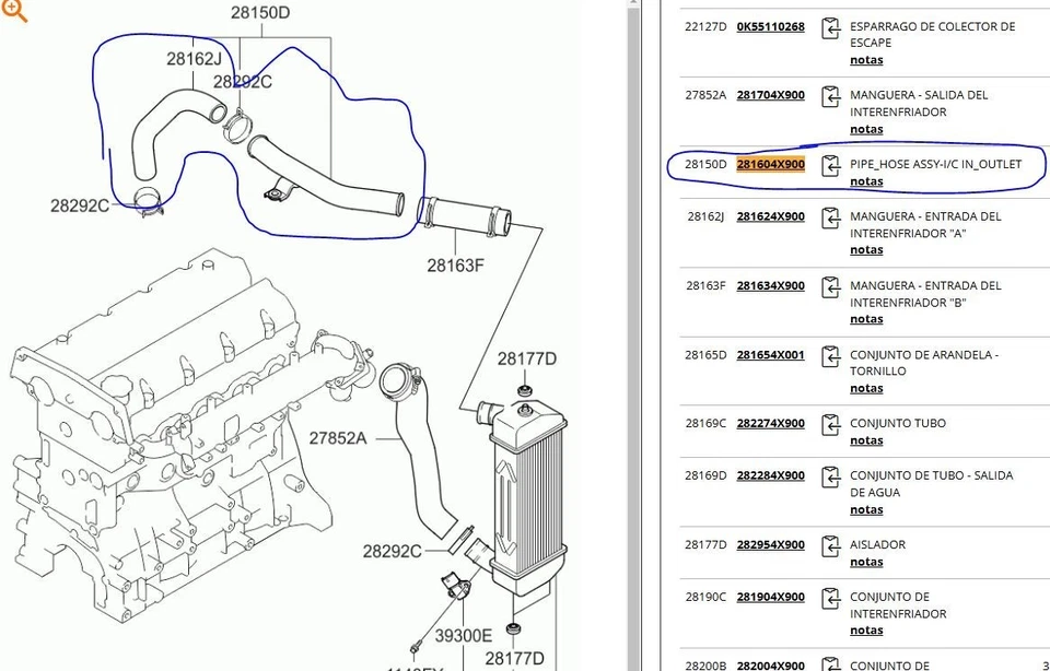 281604X900 TUBE / 281604X900 / 5388304 POUR KIA CARNIVAL / GRAND CARNIVAL III V - Photo 2/4
