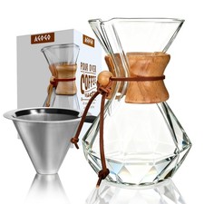 Agogo Pour Over Coffee Maker Glass - Barista Kit 304 Stainless Filter For Home