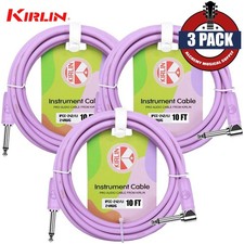 3-PACK Kirlin 10FT 1/4" Straight to Right Angle Guitar Cable Lilac Purple