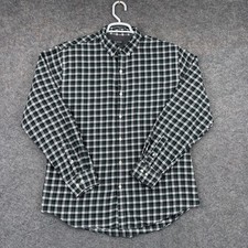 Van Heusen Shirt Mens L Green Plaid Long Sleeve Button Down Flannel Casual Top
