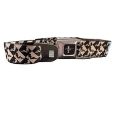 Buckle-Down Black and White Patterned Belt Fits pants size 24-38