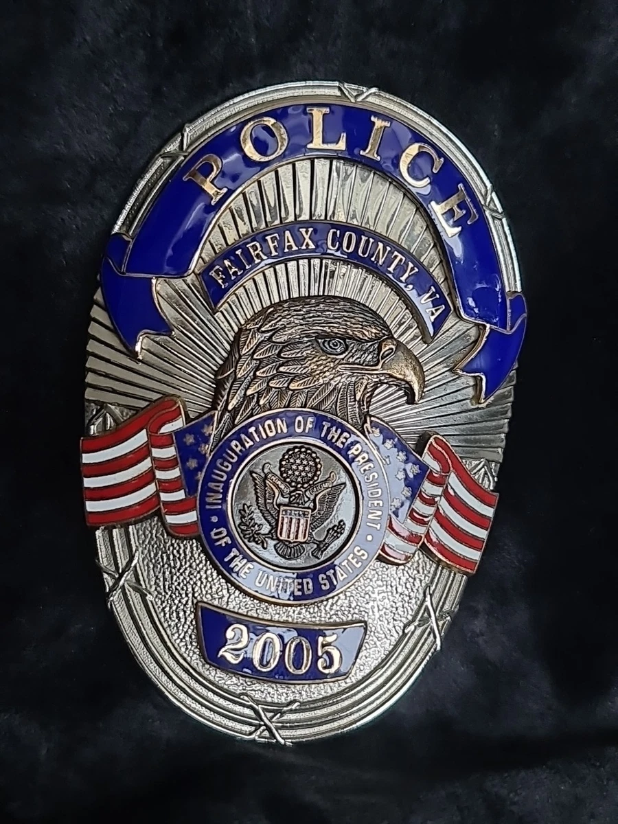 Original US obsolet Police Badge "Oval Shield" Fairfax County Virginia Inaugrati
