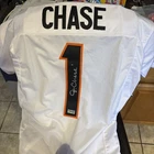 Ja’Marr Chase Cincinnati Bengals Signed White  Football Jersey with PIA COA XL