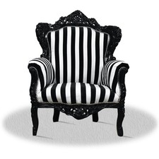 Barock Sessel Stoff Schwarz Weiss Zebra Exquisit Dekorativ Stilvoll Luxus Modern