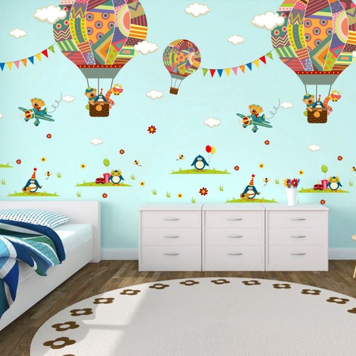 Cartoon Hot Air Balloon Stickers Baby Child Wall Decor Wallpaper - Zdjęcie 8 z 11
